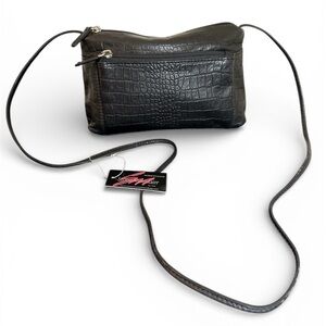 Stone Mountain Black Leather Crossbody Bag New With Tags